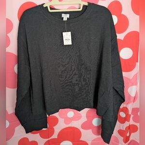 J. Crew Black Boxy Crop long sleeved top